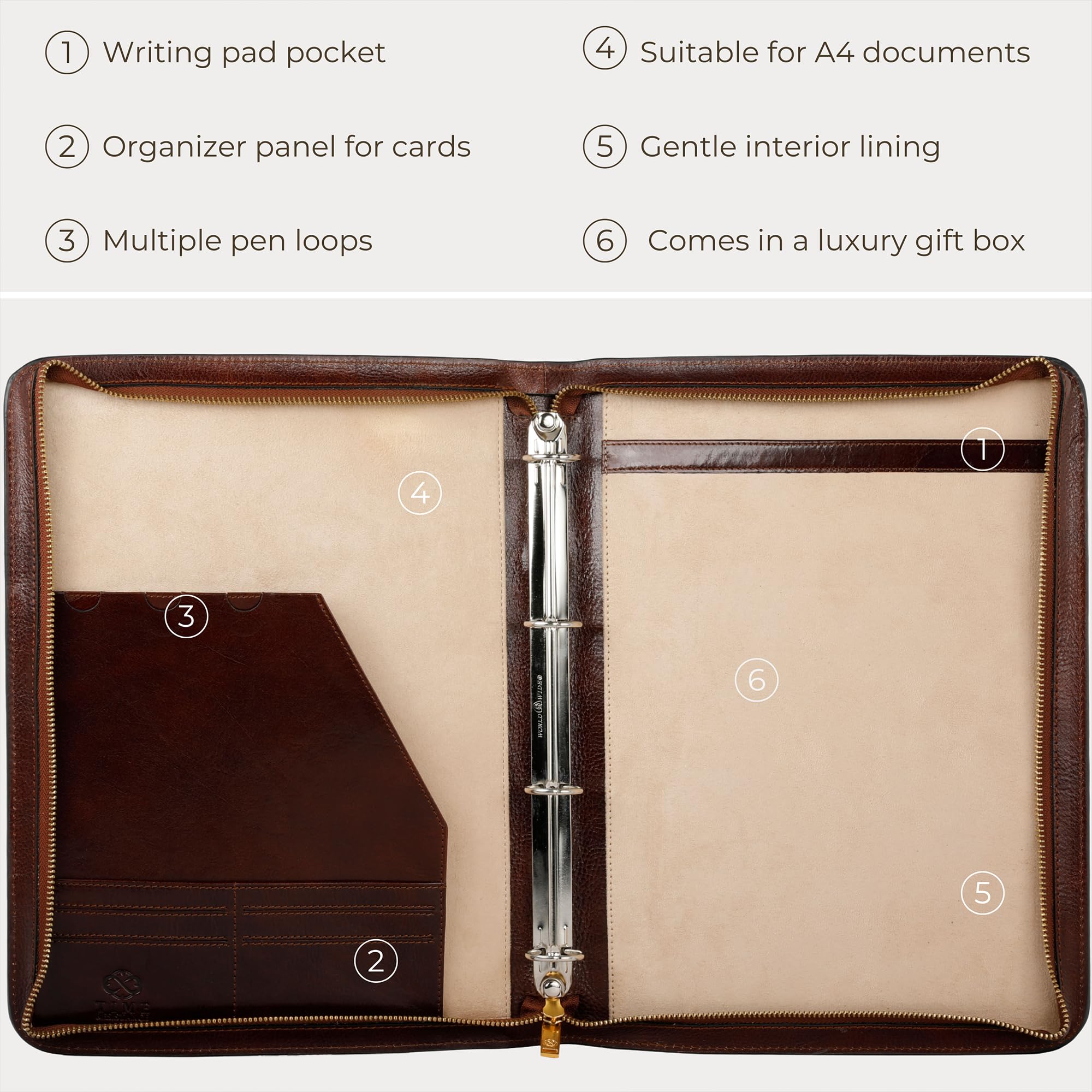 Time Resistance Portfolio in Pelle – Borsa Portadocumenti con Maniglia per il Trasporto – Custodia Formato Tablet