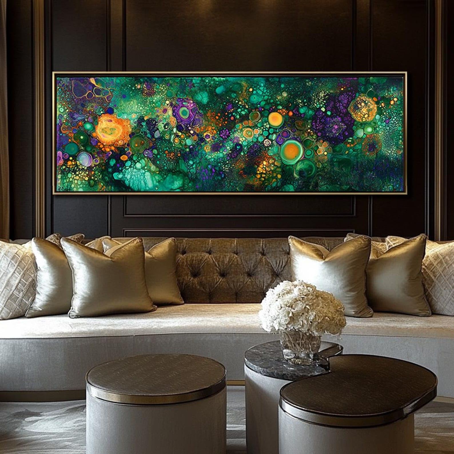 XBTYKPB Wide Horizontal Nature Canvas Wall Art - Narrow Landscape Mountain Canvas Print for Office, Living Room or Bedroom(55x110cm/Inner Frame)