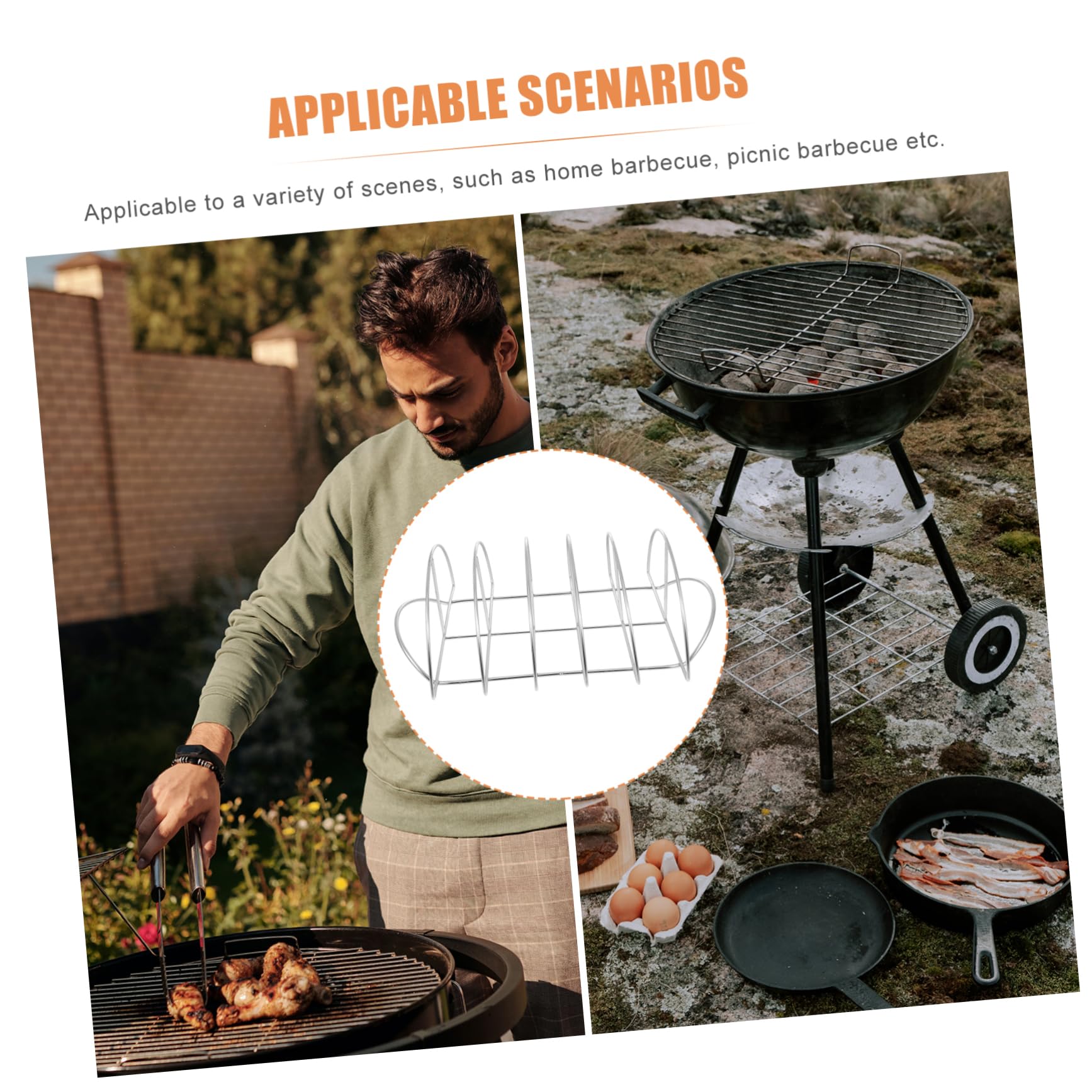 VICASKY 1 supporto a costine per grigliate, supporto per bistecca in metallo, per barbecue, accessorio portatile, perfetto per grigliare costole e carne, durevole e resistente al calore