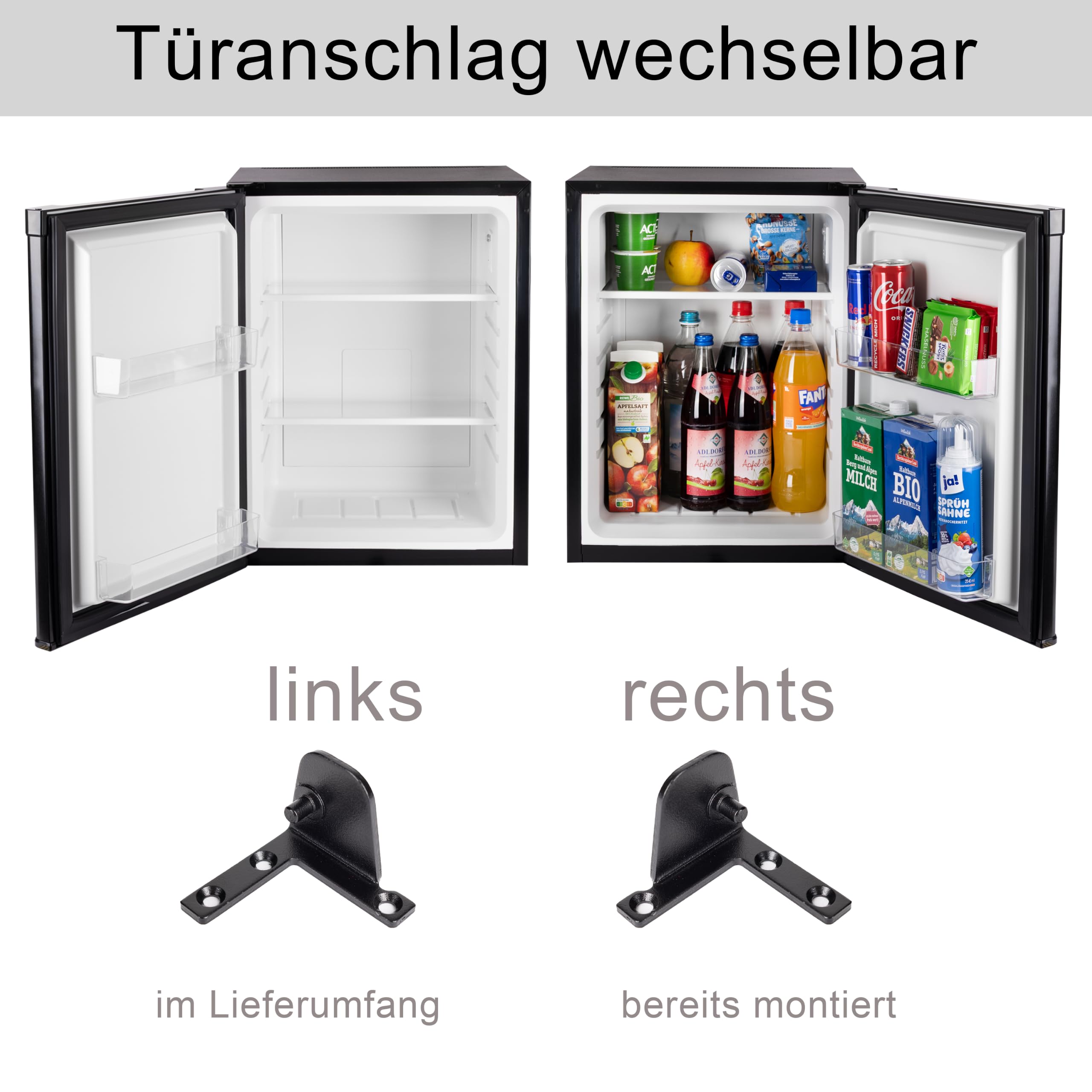 40 Liter Mini Kühlschrank LAUTLOS geräuschlos, Minibar mit Schloss, 5°-18°C