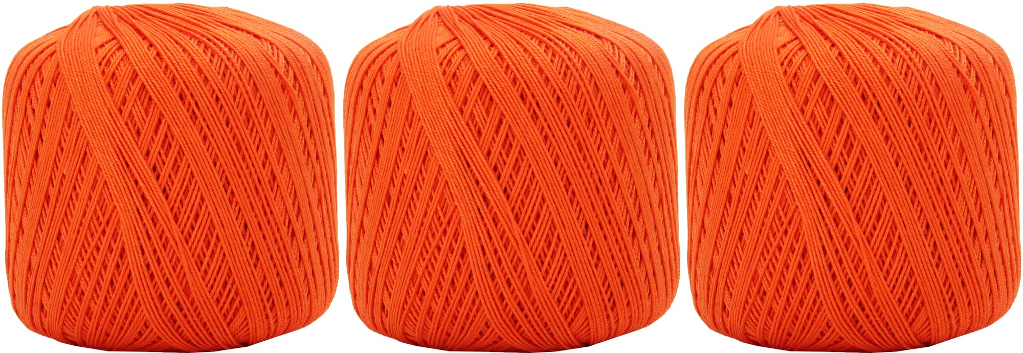 ThreadArt 100% Cotton Crochet Thread Size 10, 3 Ball Pack, Orange 3510