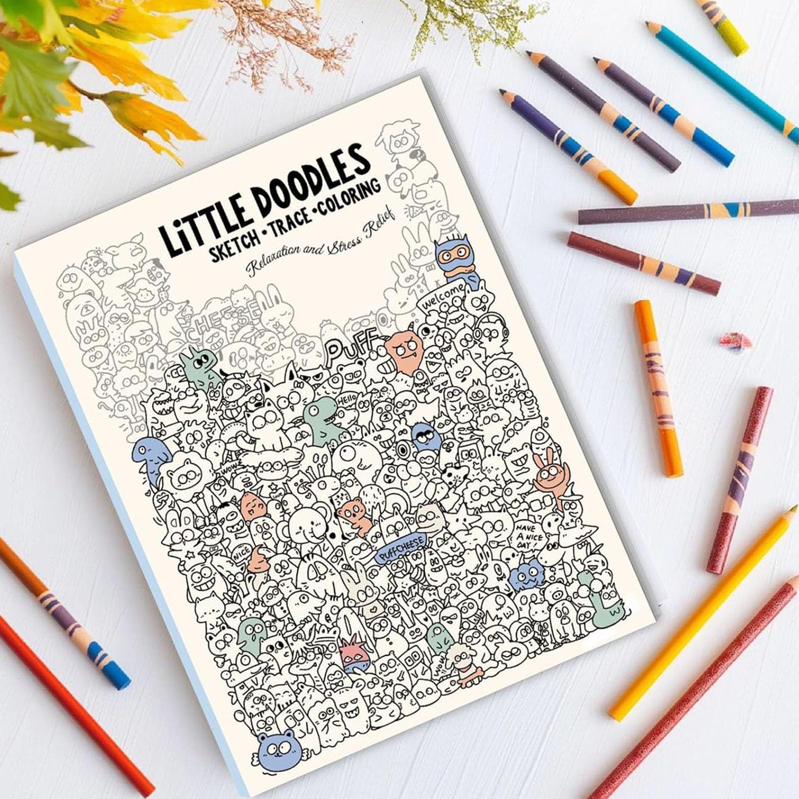 Libro da colorare creativo con scarabocchi, simpatico schizzo stravagante, libro di attività per tracciare e colorare | Pratica di disegno rilassante di 30 pagine per adulti (AAA#)