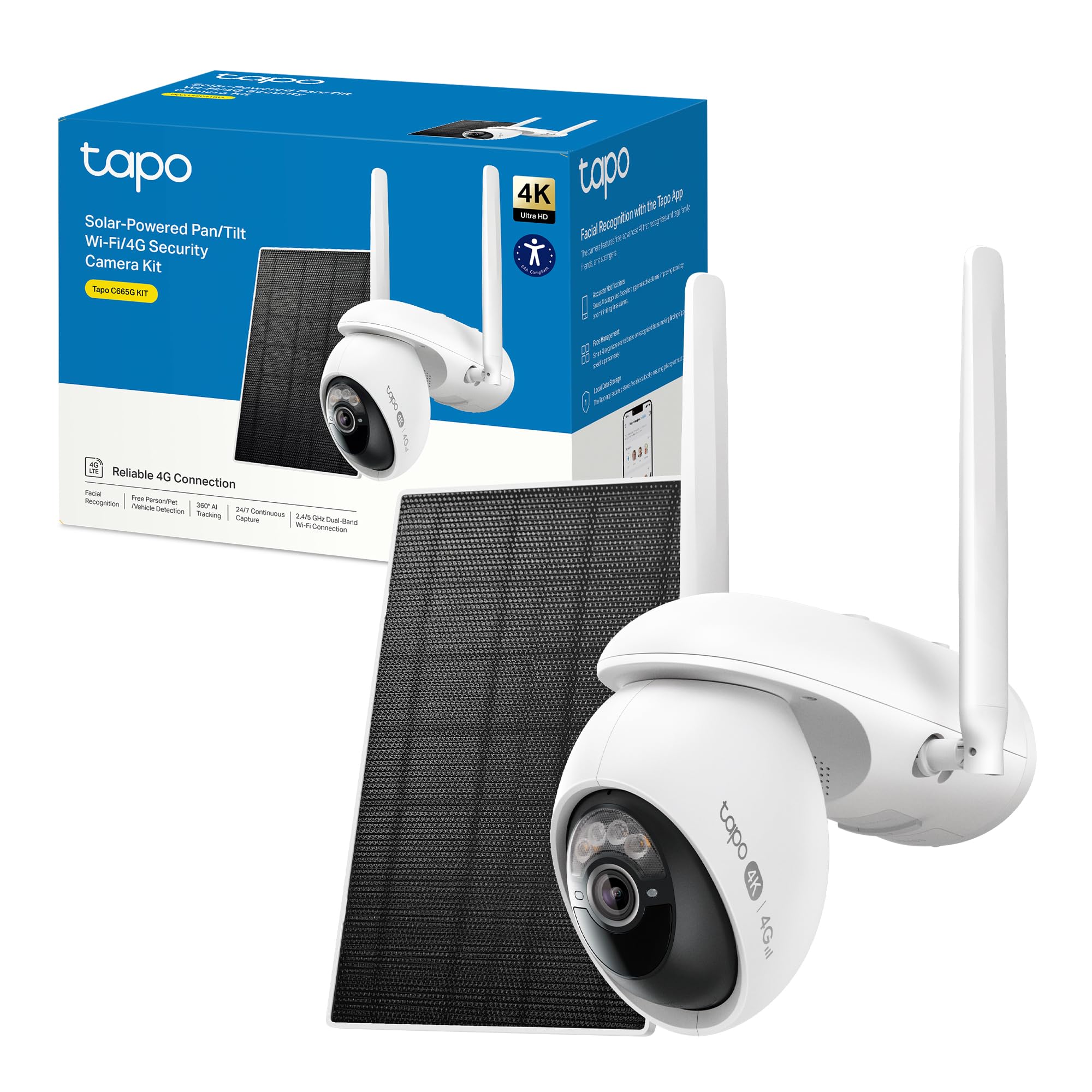 Tapo C665G KIT 4K 8MP Telecamera da Esterno 4G LTE Pannello Solare 360° PTZ