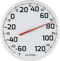 La Crosse Technology 104-1522 8-Inch Analog Dial Thermometer - Indoor/Outdoor, Weatherproof, -60°F to 120°F, Battery-Free