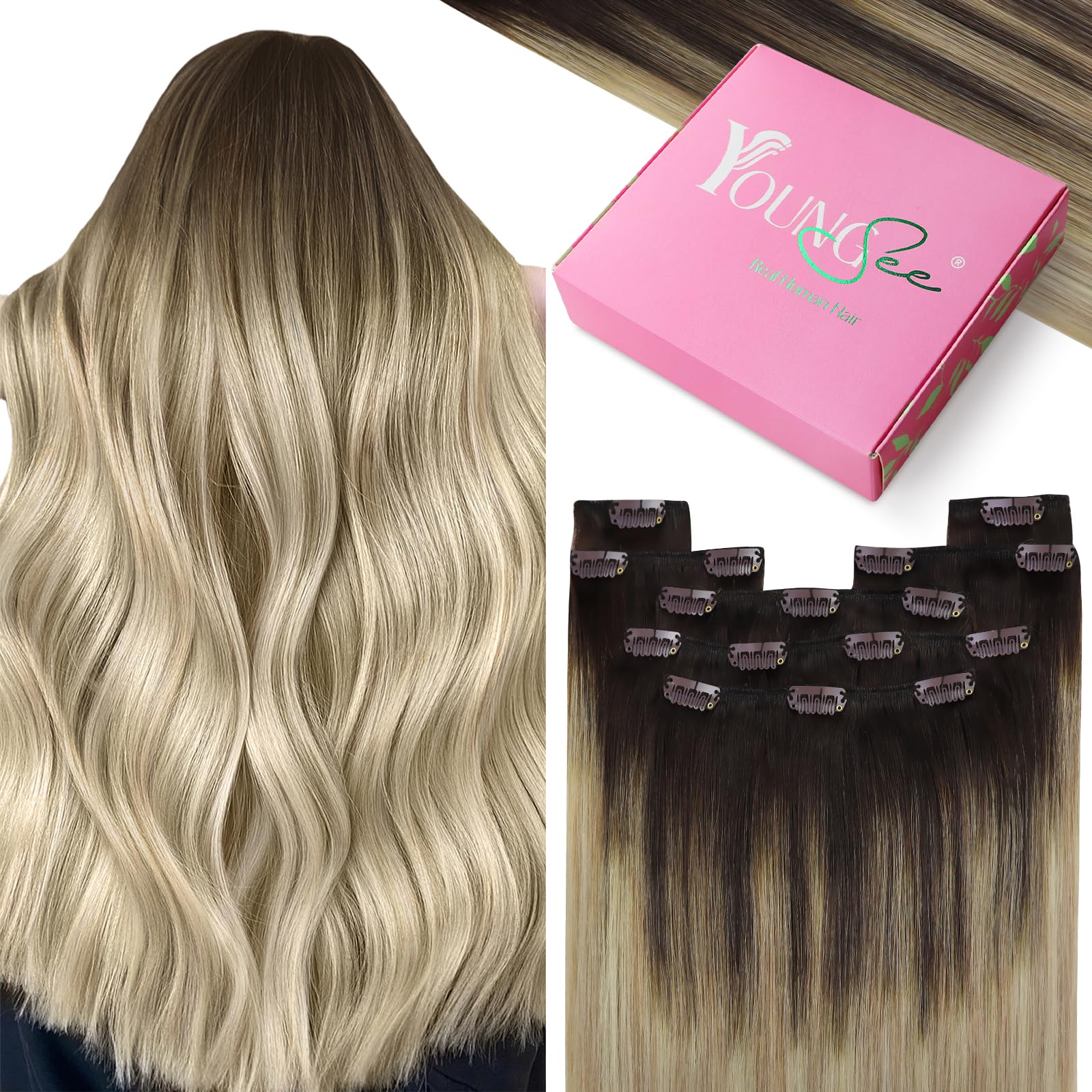 YoungSee Tape Hair Extensions Platinum Blonde 16In Tape in Hair Extensions Real Human Hair for Women 20pcs 50g Easy to Wear Hair Tape-in Extensions Blonde — view 32
