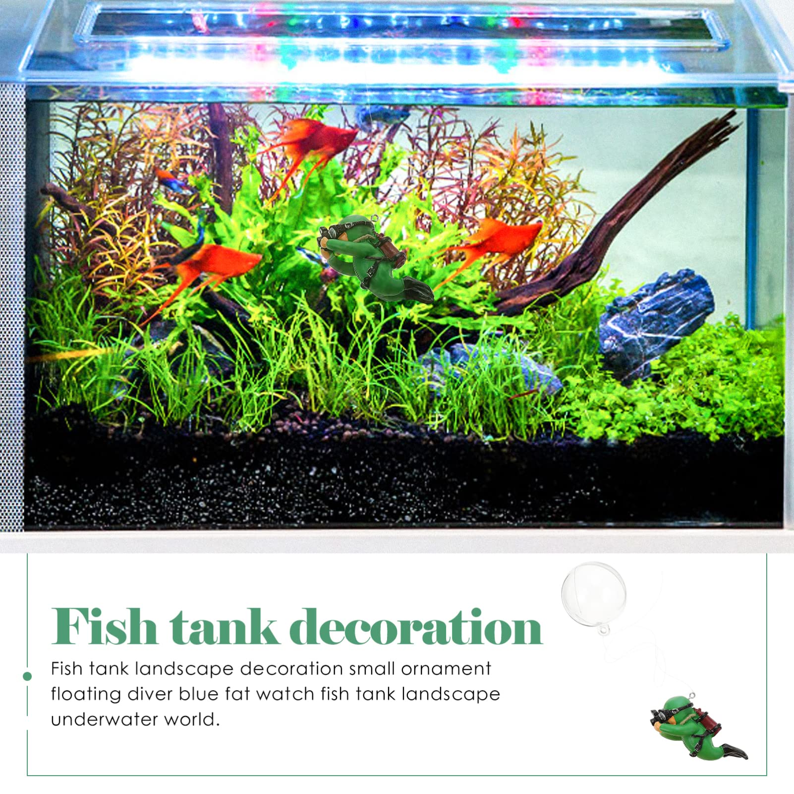 5 Pièces Plongeur D'aquarium Accessoires D'aquarium Décoration Flottante D'aquarium Décoration Flottante pour Aquarium Figurines Mini Nageurs Gros Homme Vert Fantoche PVC Char