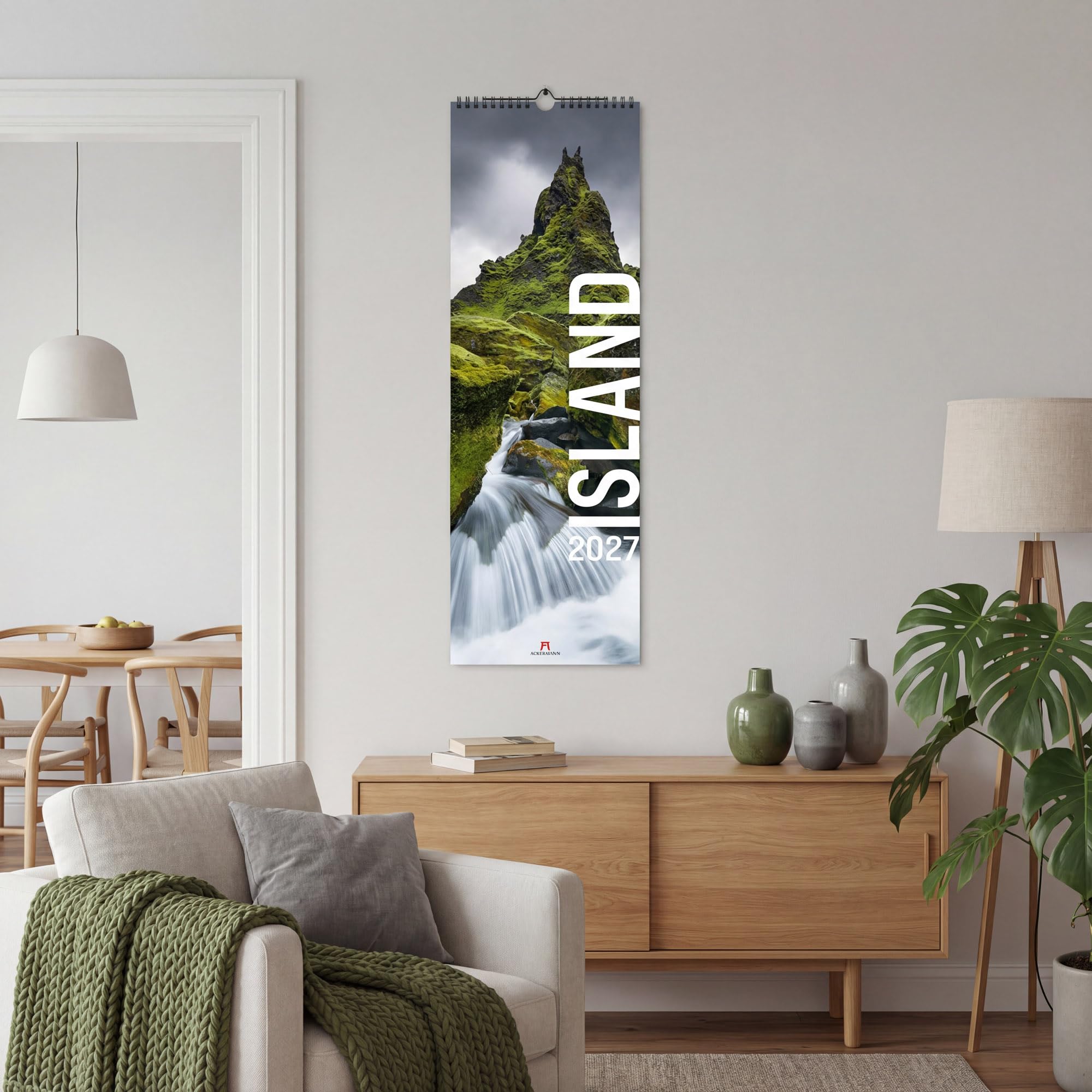 Island Vertikal Kalender 2027 | Vertikaler Panorama-Kalender im schlanken Hochformat (33x100 cm) | Für Skandinavien-Fans und Weltreisende