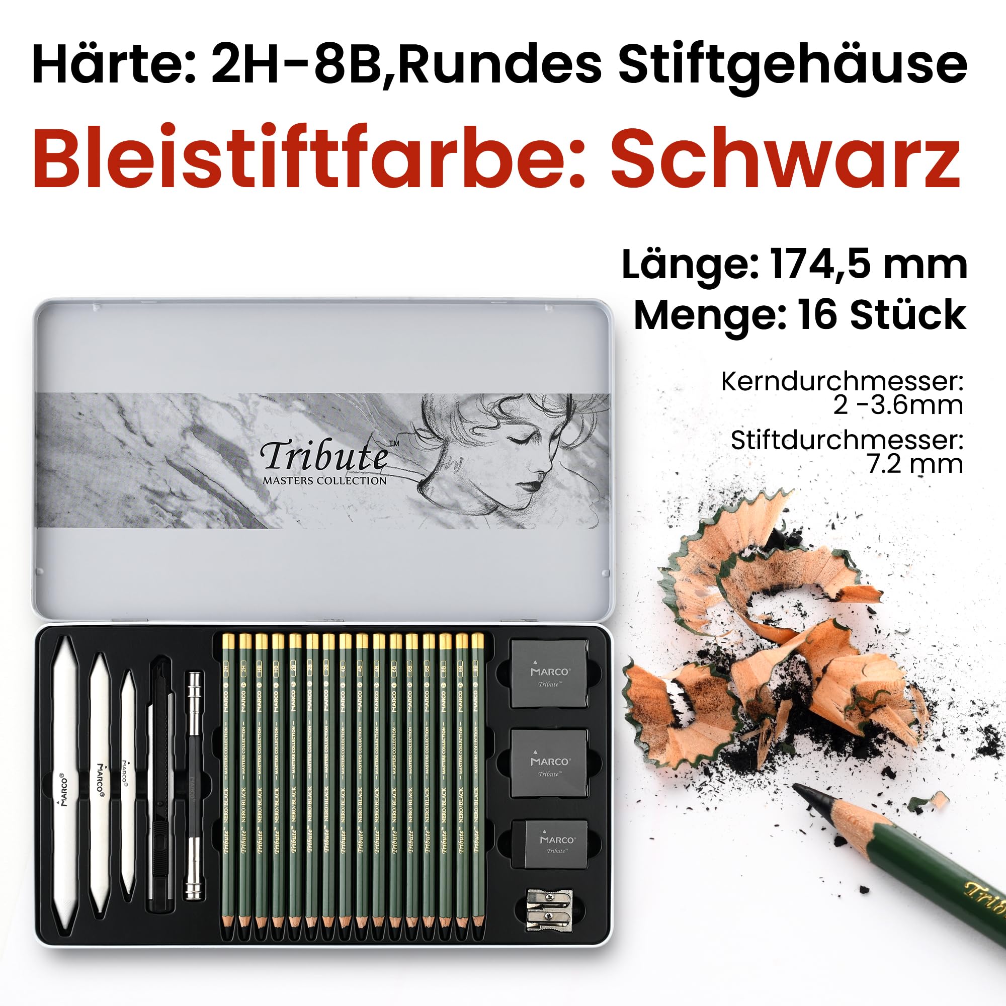 MARCO Drawing Set For Sketching & Painting - 25 Pencils, High Quality Designed For Beginners, Artists, Adults & Teenagers - Ideal For Detailed - View #6