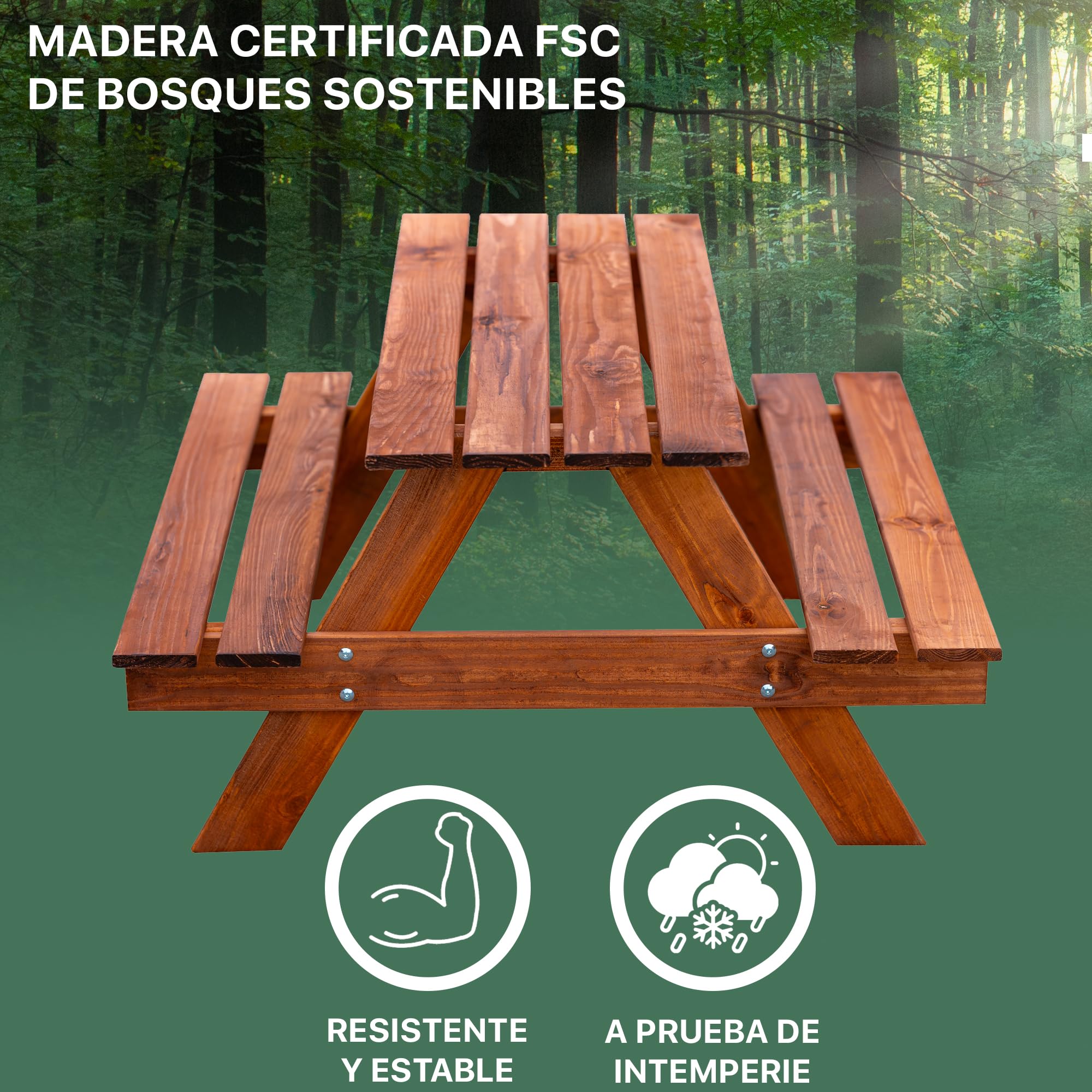 ITA Mesa de Picnic Infantil - Mesa de Madera con 2 Bancos para Niños - calidad directa del Fabricante - hecho en la UE - gris