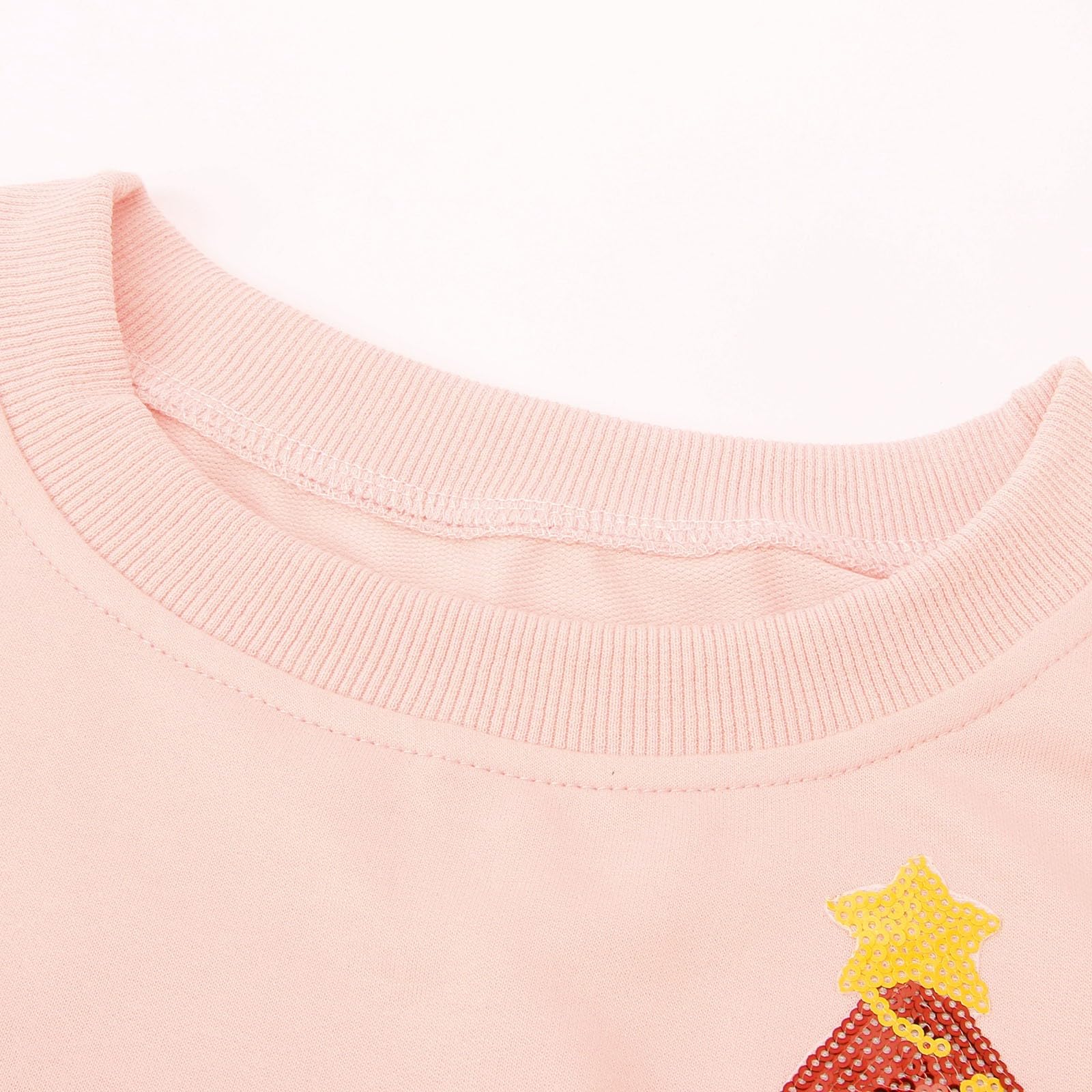 Sudadera Mujer Sin Capucha，Suéter de Manga Larga con Estampado navideño y Lentejuelas para Mujer