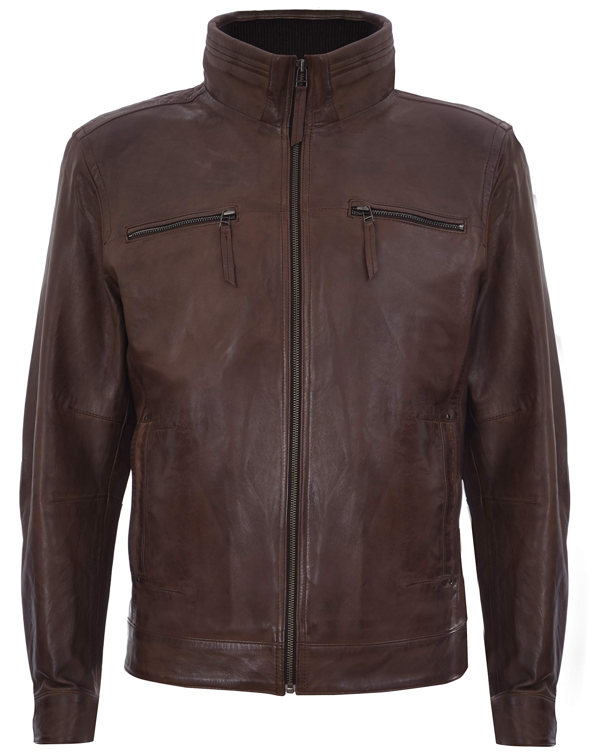 Infinity Leather Men's Brown Brando Leather Moto Biker Jacket 4XL