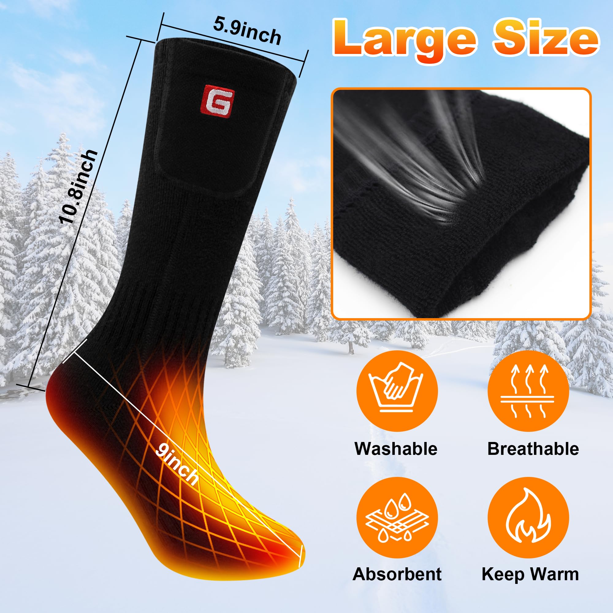 Calcetines calefactables para hombres y mujeres, calcetines térmicos eléctricos recargables con batería, térmicos, cálidos, para invierno, lavables, para deportes al aire libre, senderismo,