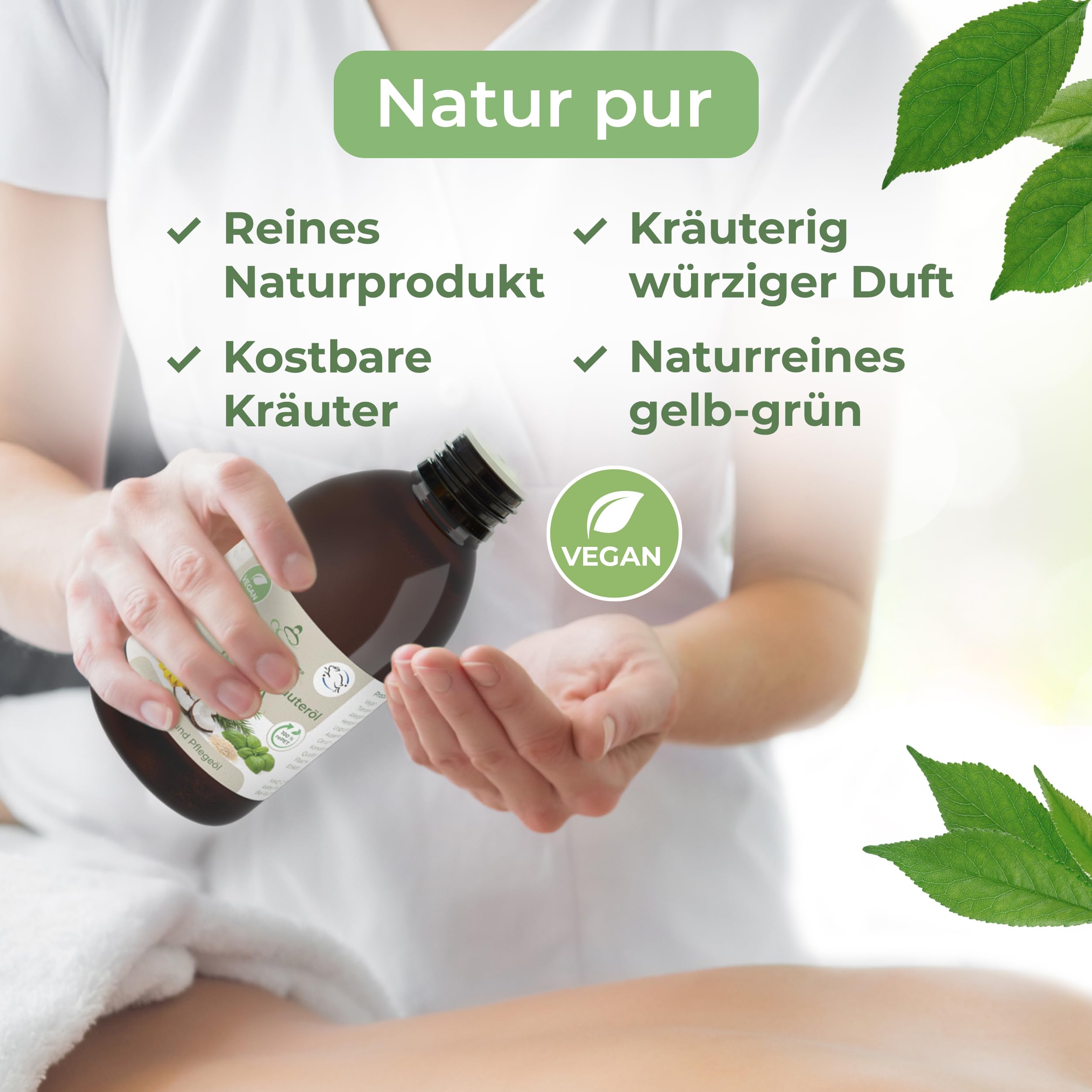 MASSAGE-EXPERT Ayurveda Kräuteröl KAPHA – Natürliche Ölmischung mit Kräuterextrakten für Massage & Pflege (250 ml rePET-Flasche mit Spritzeinsatz)
