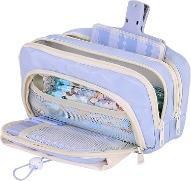Large Pencil Pouch Big Pencil Case Big Capacity Aesthetic Pen Cosmetic Bag Pen Stationery Organizer Simple, College Office Home Travel Storage Bag Blue