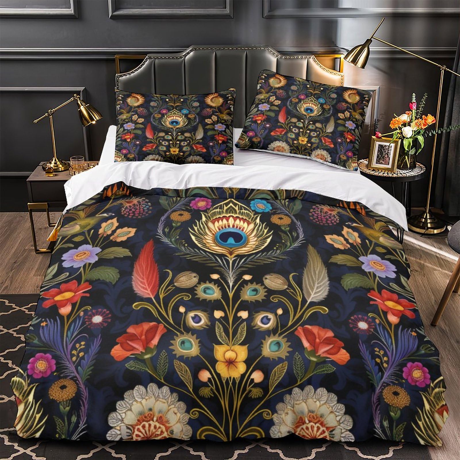 Housses de couettes effet paon 3D de qualité supérieure en tissu microfibre 200x200cm