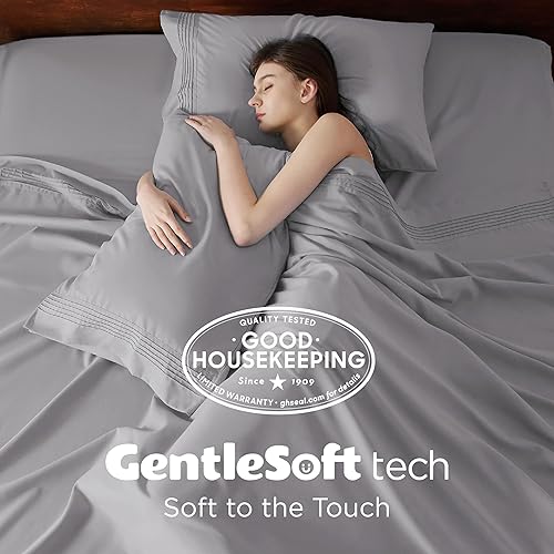 Miniatura 5 de Bedsure Juego de sábanas tamaño King de bolsillo profundo para colchones de hasta 21 pulgadas de grosor, 4 piezas con bolsillo profundo, sábanas y
