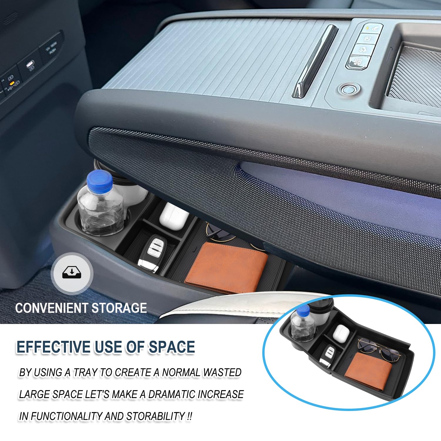 CDEFG Compatibile con Kia EV9 2023 2024 Vano Portaoggetti da