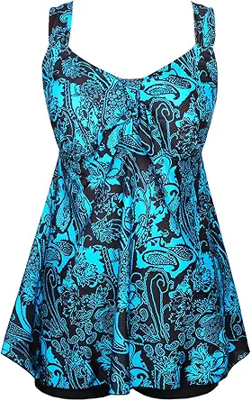 DANIFY plus size tankini swimdress with tummy control two piece swimsuit