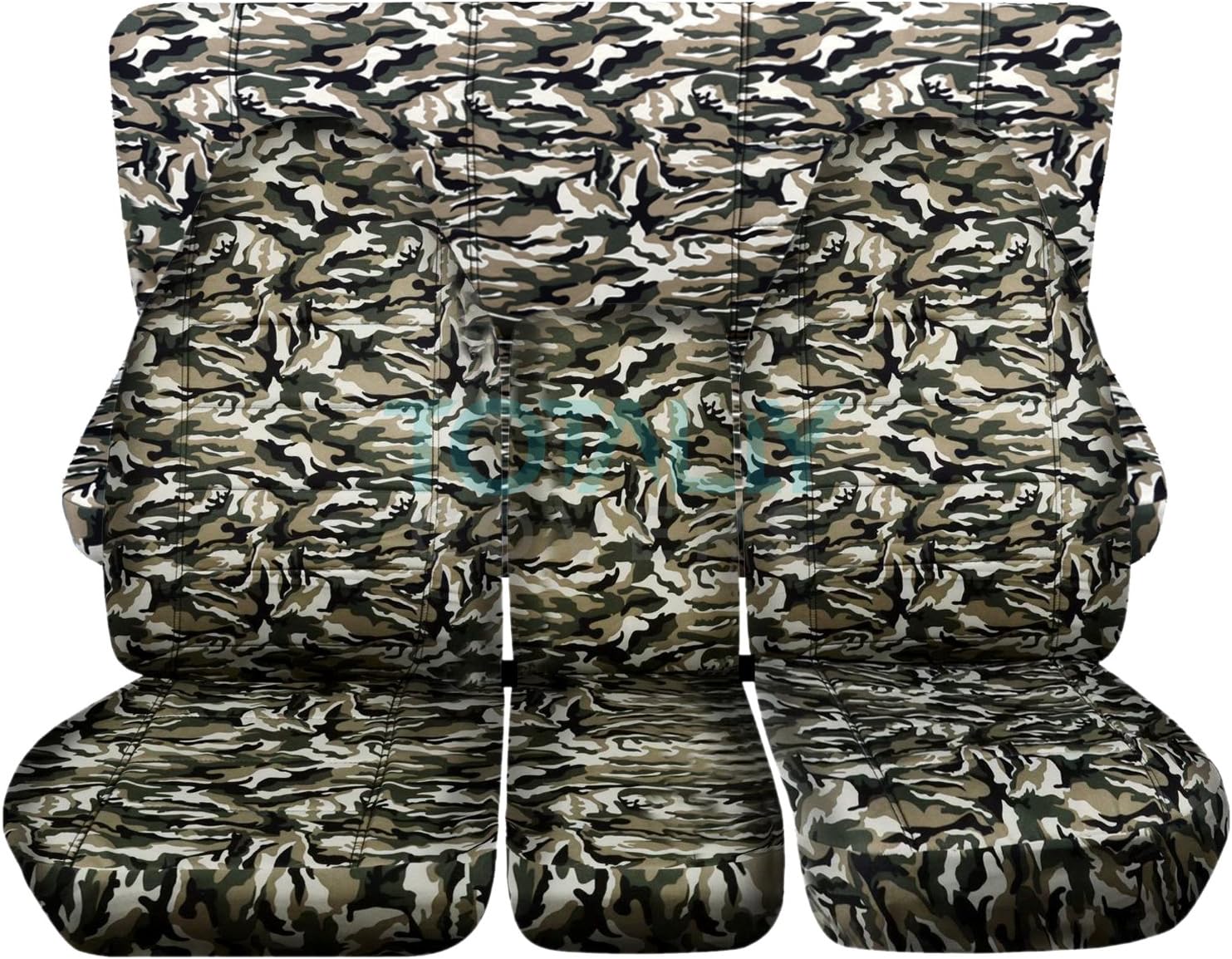 Totally Covers Compatible with 1994-2002 (2nd Gen) Dodge Ram Camo Truck Seat Covers (40/20/40 Split Front Bench & Solid Rear) w Center Console - Full Set: Wetland (16 Prints)