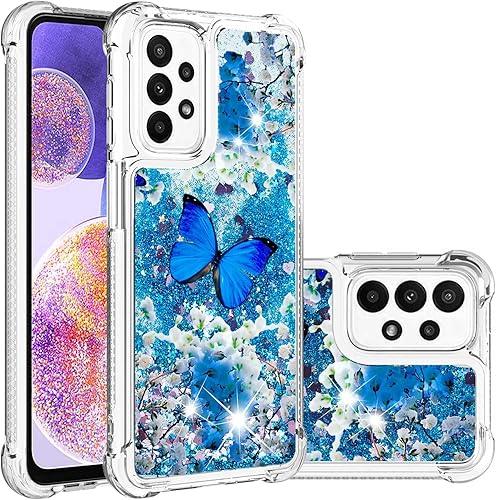 Miniatura 5 de CAIYUNL Funda protectora para Samsung Galaxy A23 con protector de pantalla de vidrio templado brillante líquido flotante para mujeres y niñas bonita