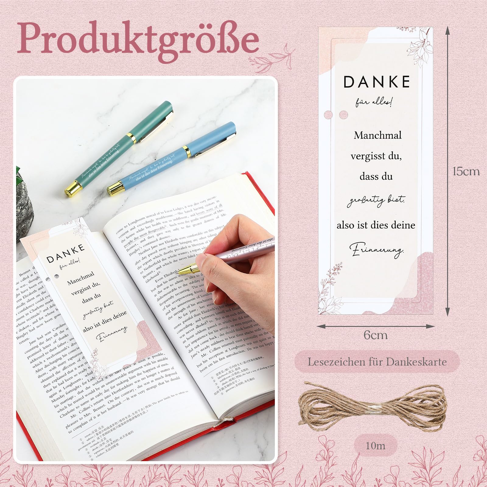 Nezyo 18 Sets Geschenke zur Wertschätzung Der Mitarbeiter Dankeschön Geschenke für Kollegen Motivierender Kugelschreiber mit Lesezeichenkarte Motivierende Geschenk zu Geben Team Kollege(Danke)