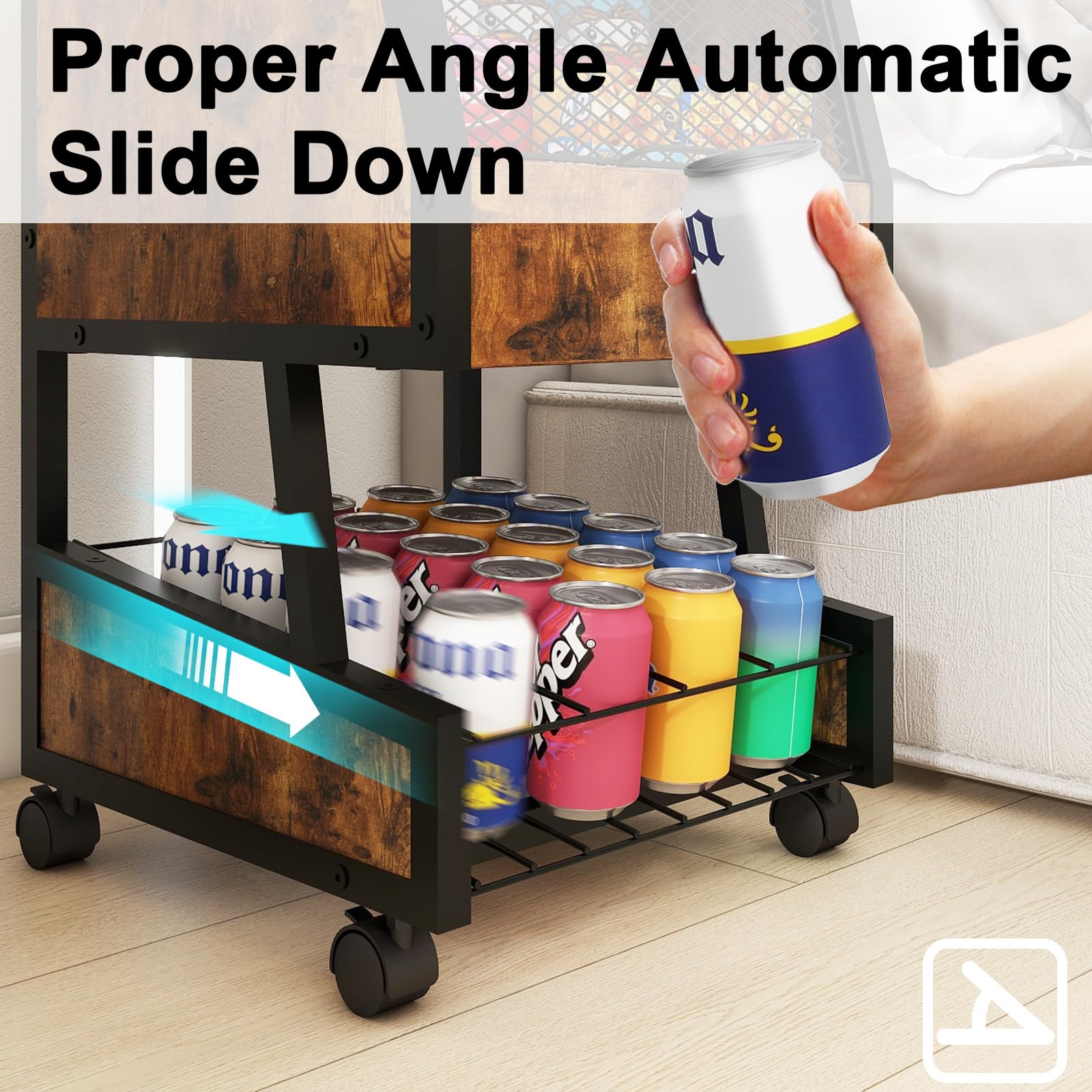 Soporte compacto para refrigerador con almacenamiento de bebidas y ruedas, mesa refrigeradora personal para refrigerador, mini soporte para refrigerador, carrito pequeño para dormitorio, hogar, 3