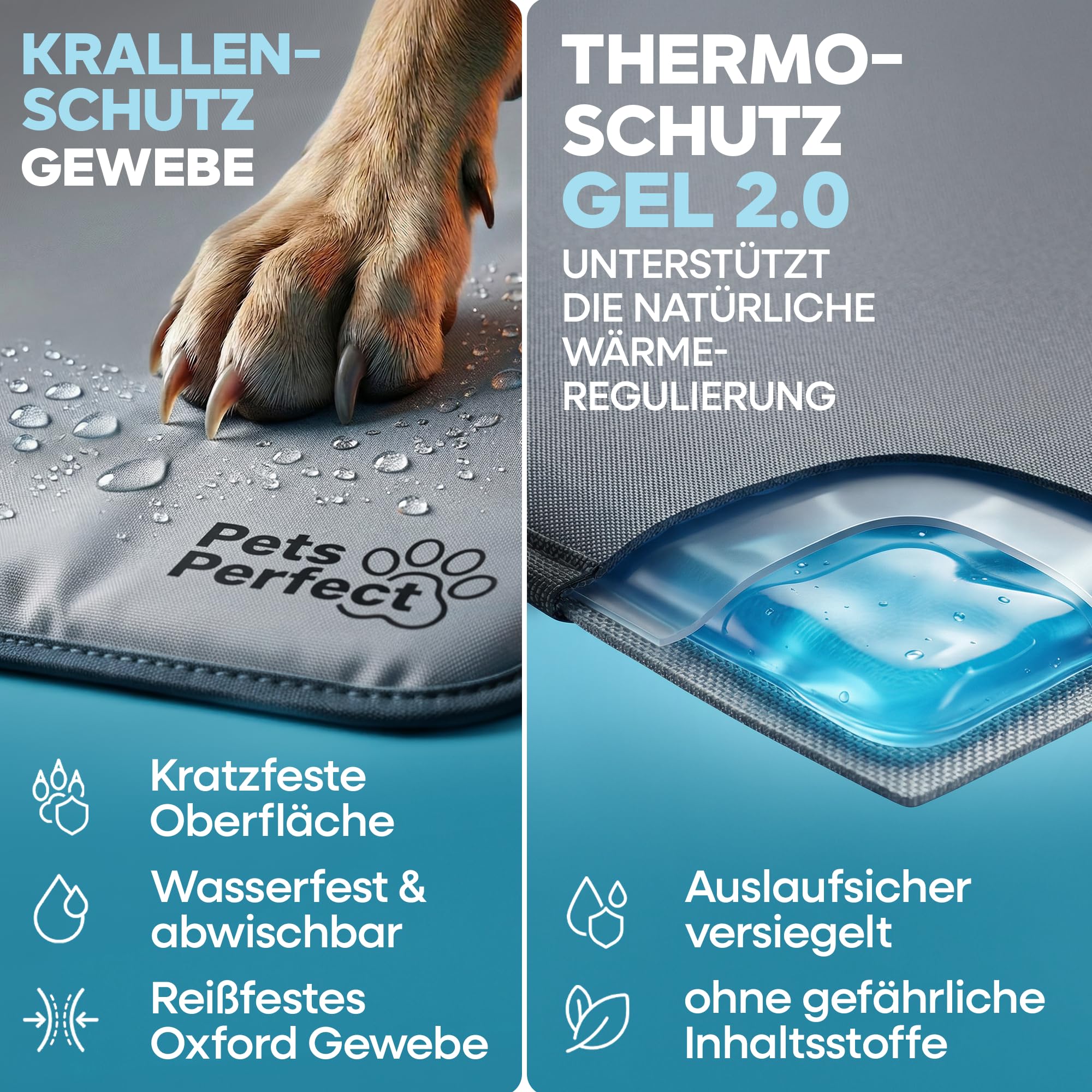 Kühlmatte für Hunde selbstkühlend - Hunde Kühlmatte mit 100% ungiftigem ThermoSchutz Gel - Kühlmatte Hund Selbstkühlend für alle Größen - Faltbare Dog Cooling mat und kühlmatte Katzen