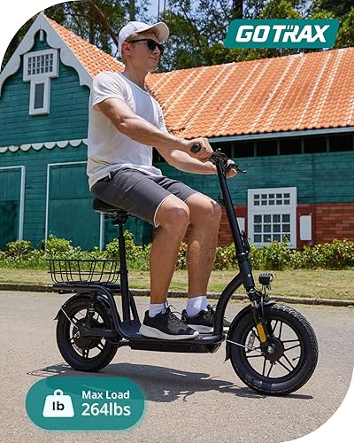 Miniatura 6 de Gotrax Scooter eléctrico con asiento para adulto, rango máximo de 16-25 millas, potencia de 15.5-20 mph por motor de 350 W-500 W, cómodo neumático