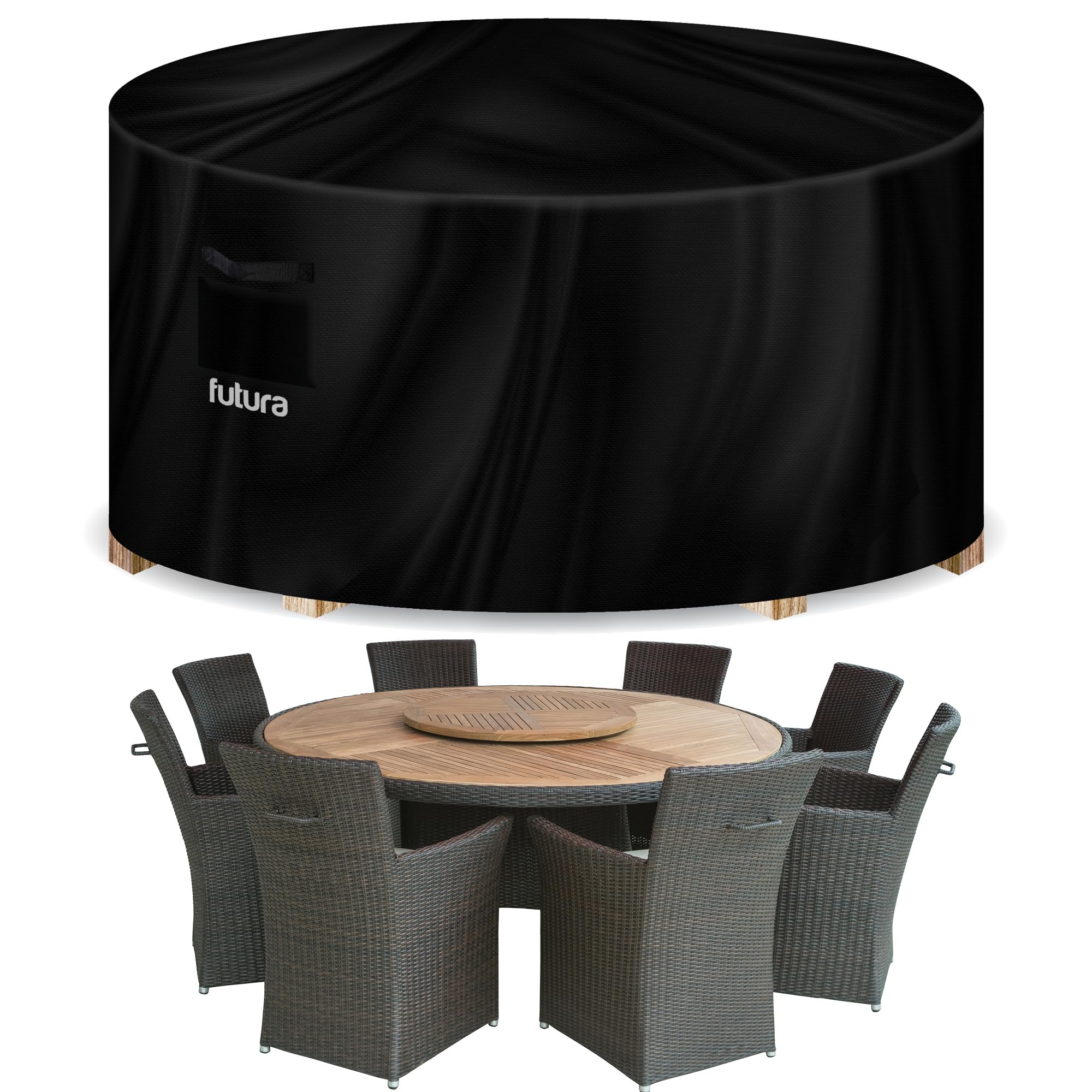 Futura 420D Round 128X71Cm Waterproof Garden Furniture CoverOutdoor Patio Weatherproof Table & Chair Set Shield from B&Q