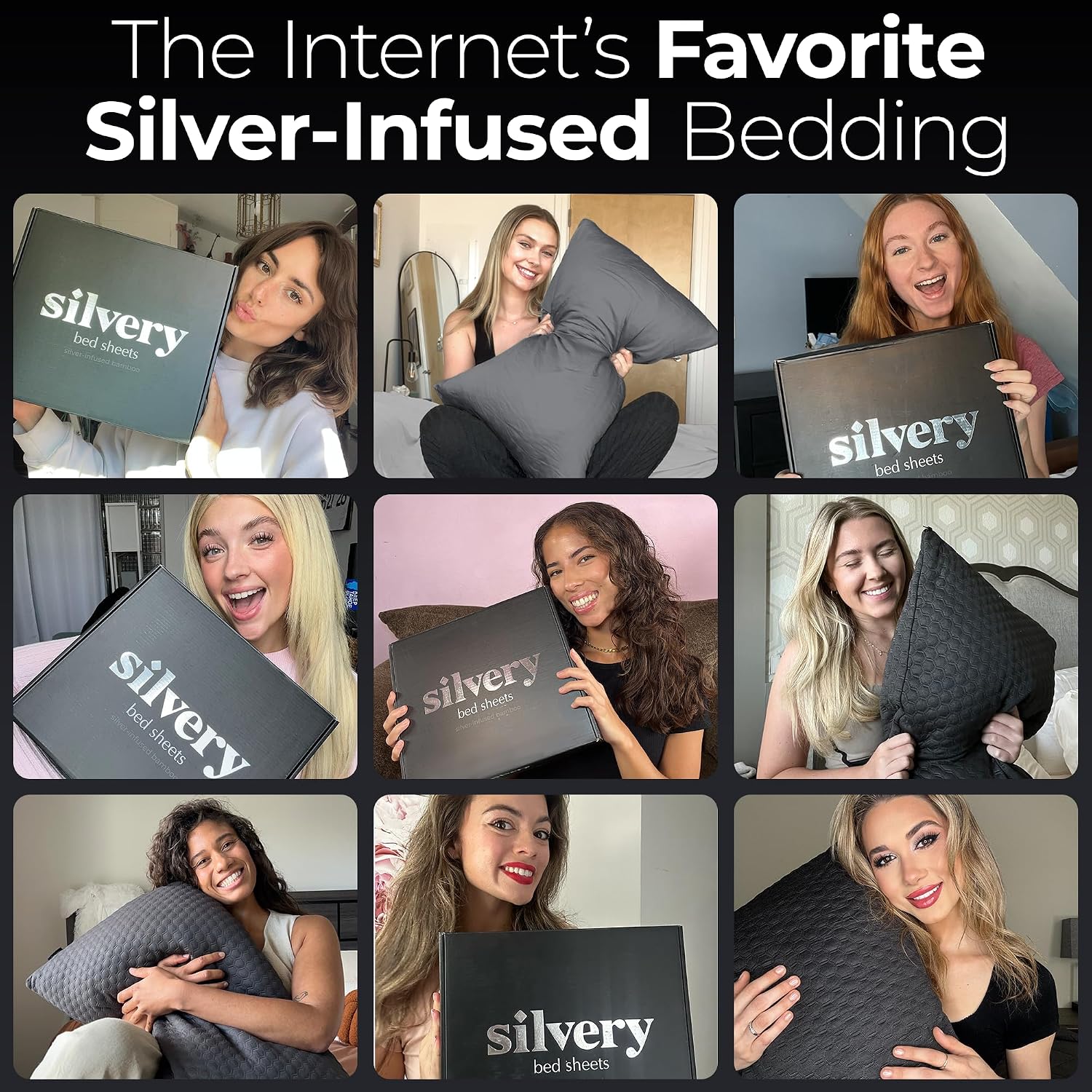 Silvery Silver Infused Pillowcase Set - 2 Pack Self-Cooling Pillowcases with Self-Cleaning Silvery Technology™ for Hygienic Sleep - Luxurious Silky Soft Comfort (Ice Blue, King)