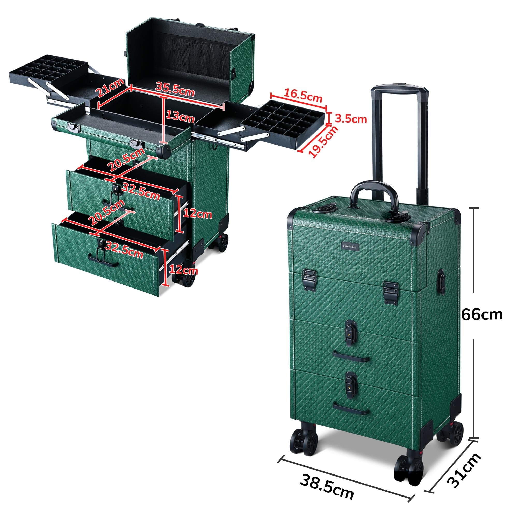 Amazon | BYOOTIQUE プロ用 メイクボックス キャスター付き 大容量 多