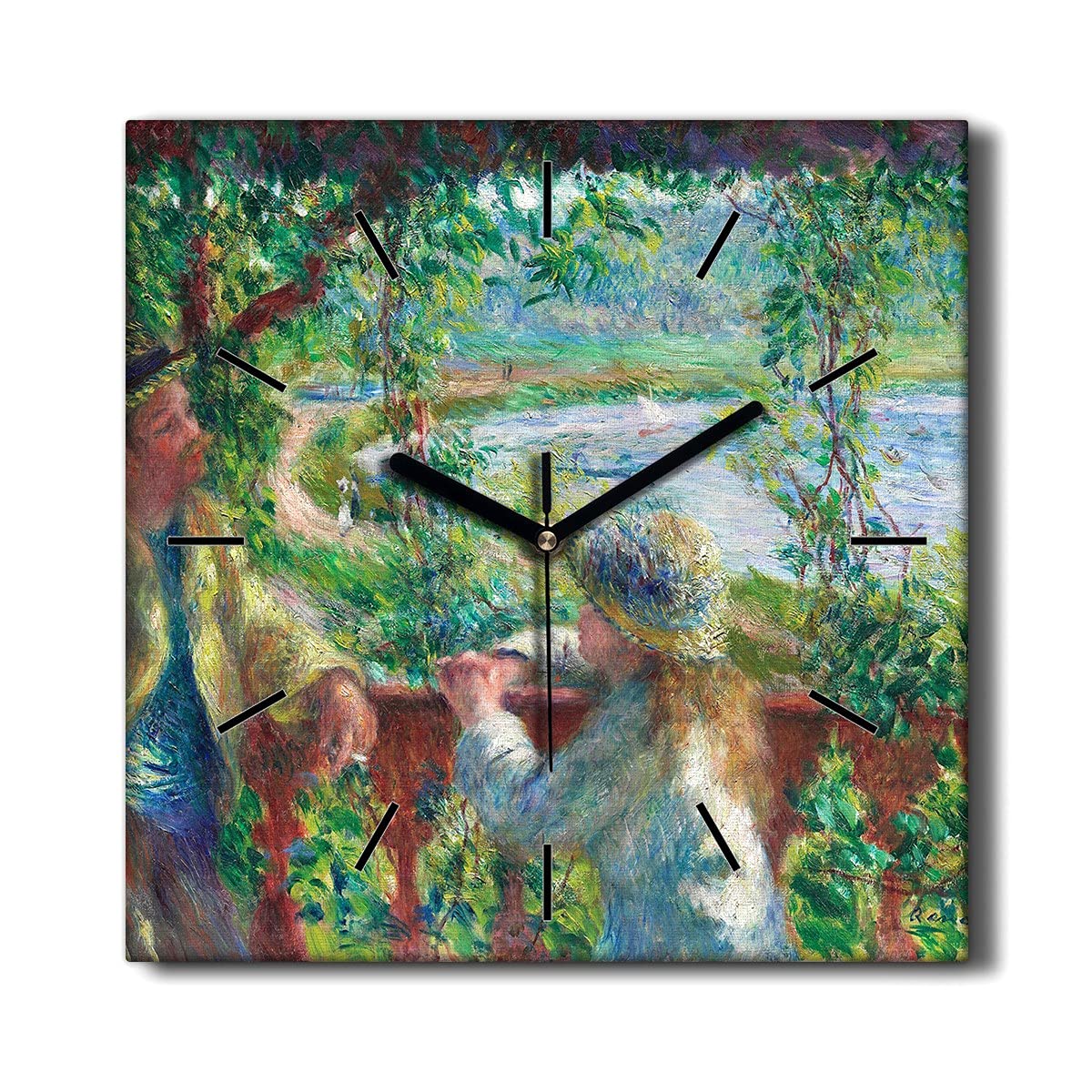 Horloge sans tic-tac déco murale 30x30cm en toile pour le salon et la chambre