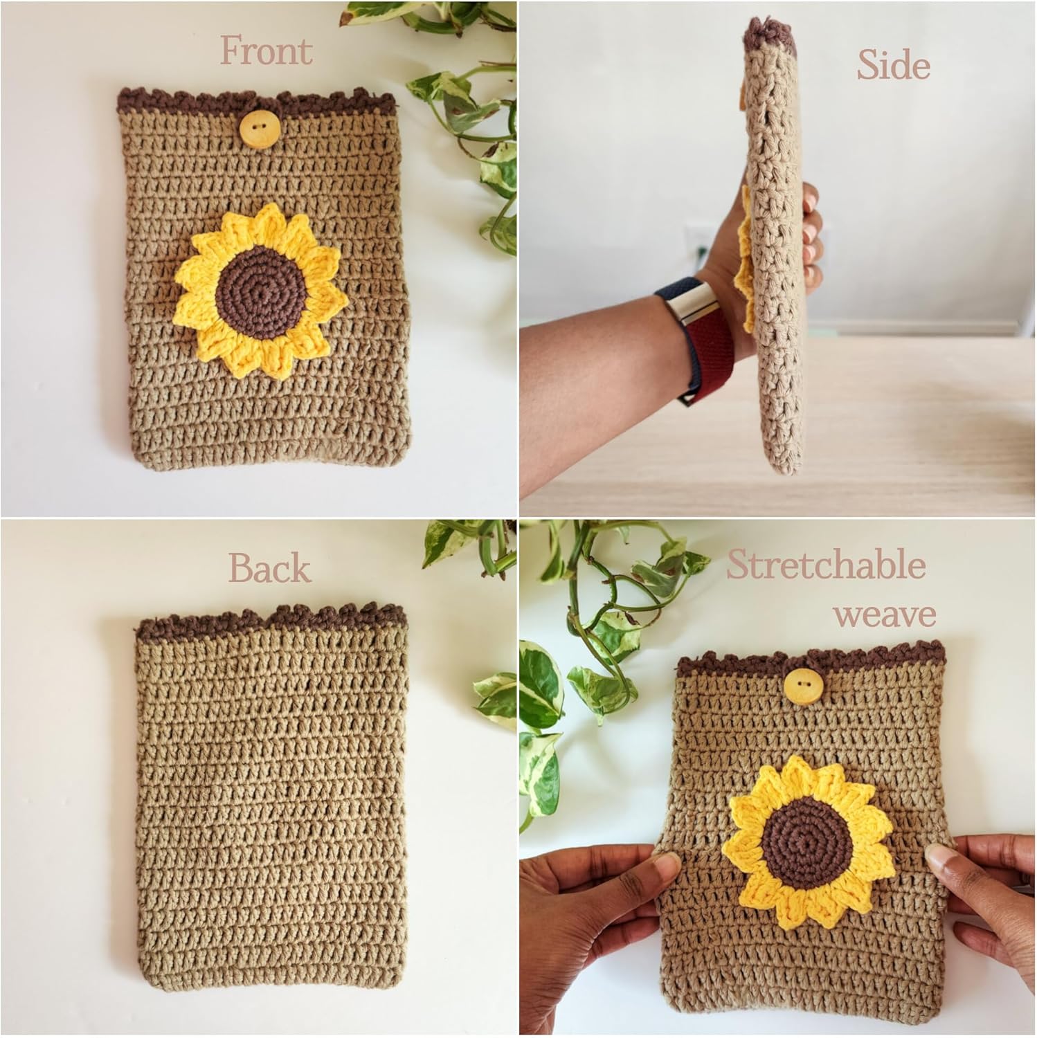Handwoven Kindle Pouch, Compatible with All Models 5.5”- 7” (Except Scribe), Handmade Kindle Accessories for Women, Protective Sleeve Cover Pouch Bag, Crotcheted eBook Reader Sleeves