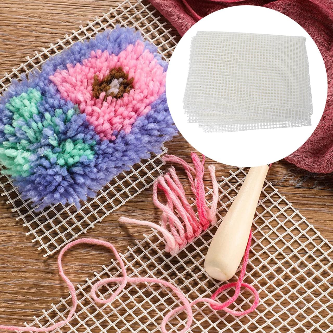COHEALI Blank Rug Hooking Mesh (59" x 39"), Latch Hook Canvas for DIY Rug Making, Tufting Backing Cloth for Embroidery, Needlework Canvas Mesh Fabric for Handcrafted Tapestry, Large Size