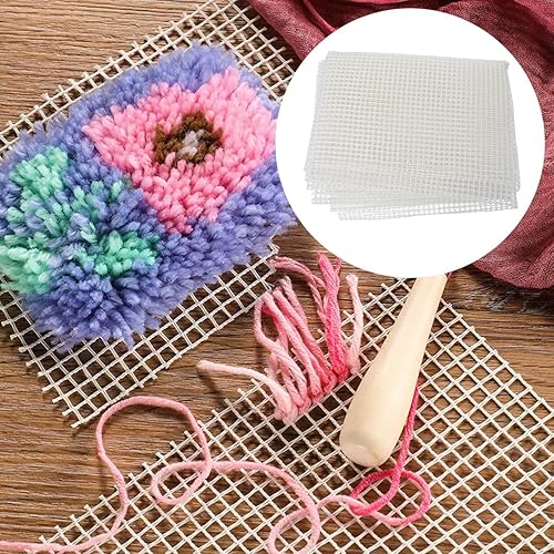 Miniatura 6 de COHEALI Herramientas de ganchillo de tela de malla tejida, kit de punto de cruz, alfombras tejidas, herramienta de trenzado de lona, gancho de