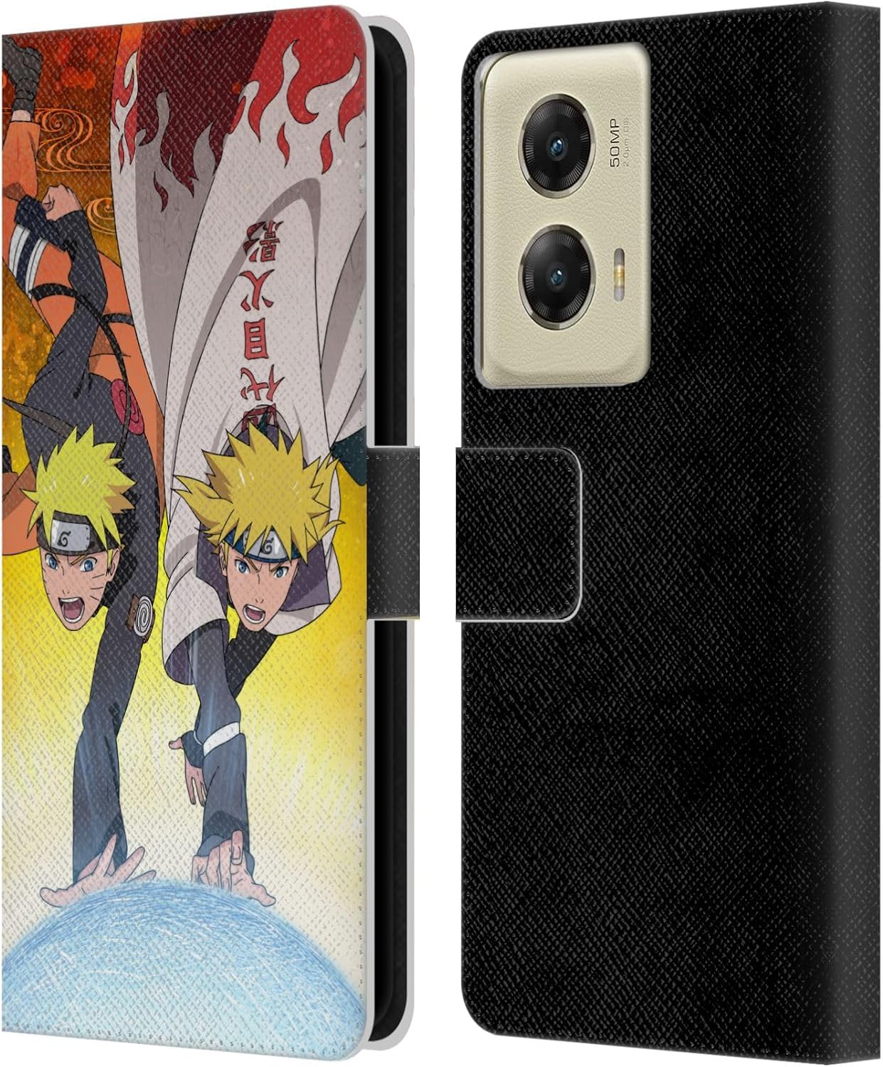 Head Case Designs Officially Licensed Naruto Shippuden Naruto and Minato Key Art Leather Wallet Case Compatible with Motorola Moto G Stylus 5G (2024)