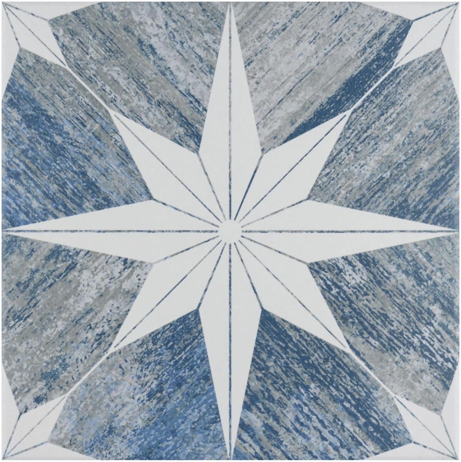 Cassis Stella Blue Porcelain Patterned Wall and Floor Tile