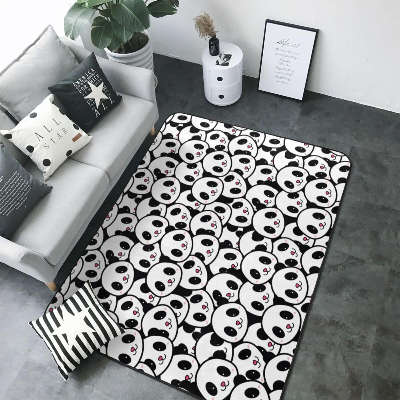 Tapis lavable panda doux pour eviter la poussiere en chambre d'enfant