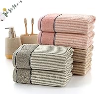 Vista 3 de Pidada Juego de 2 toallas de mano 100% algodón con patrón de rayas absorbentes suaves toallas decorativas para baño (marrón)