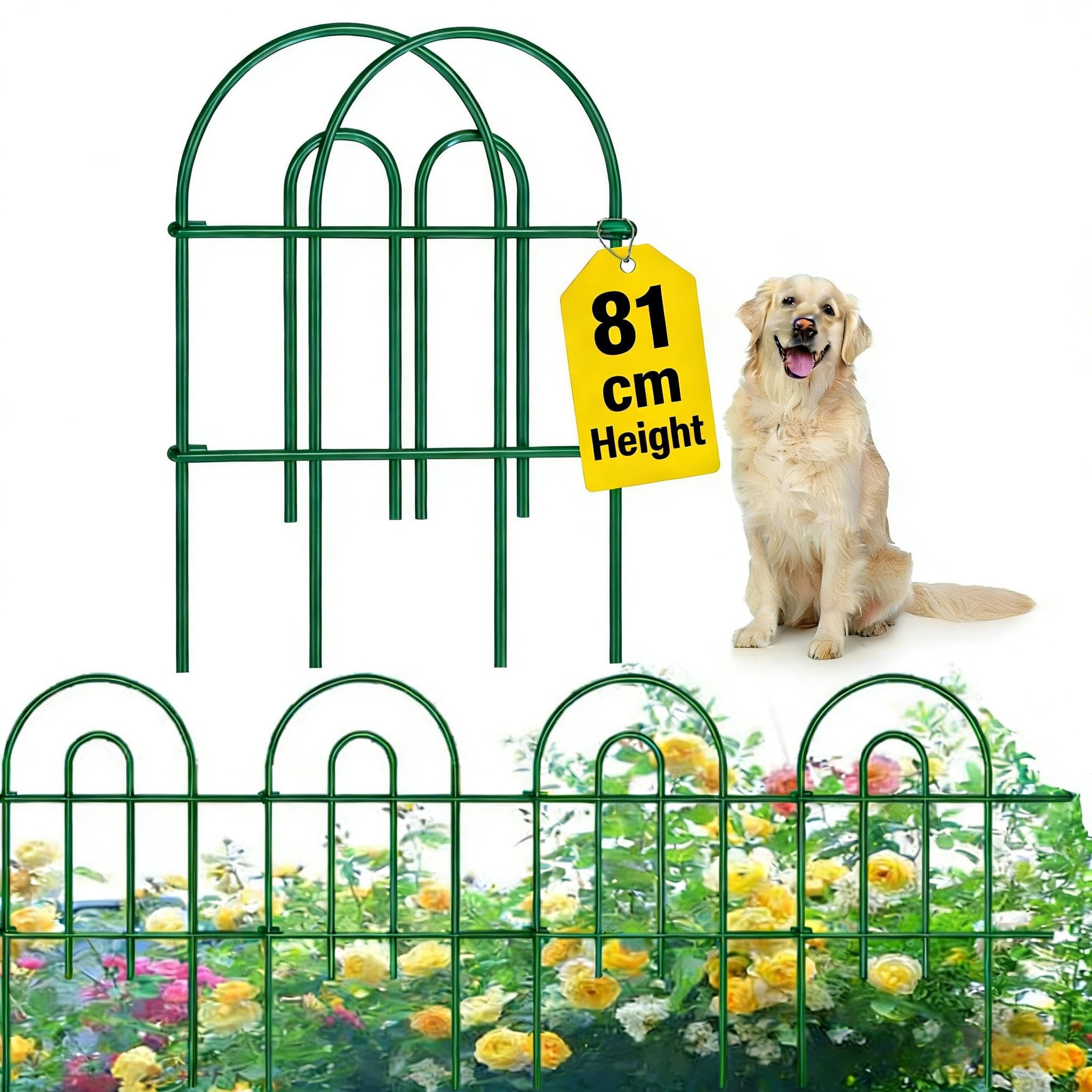 Amagabeli Garden Home 81CM X 602CM X 14PCS Vallas Decorativas para Jardín de Hierro Set de 14 Valla Metalica Rigida Hierro para Perros Jardín Metalicas Negro Barrera de Animales DA1132