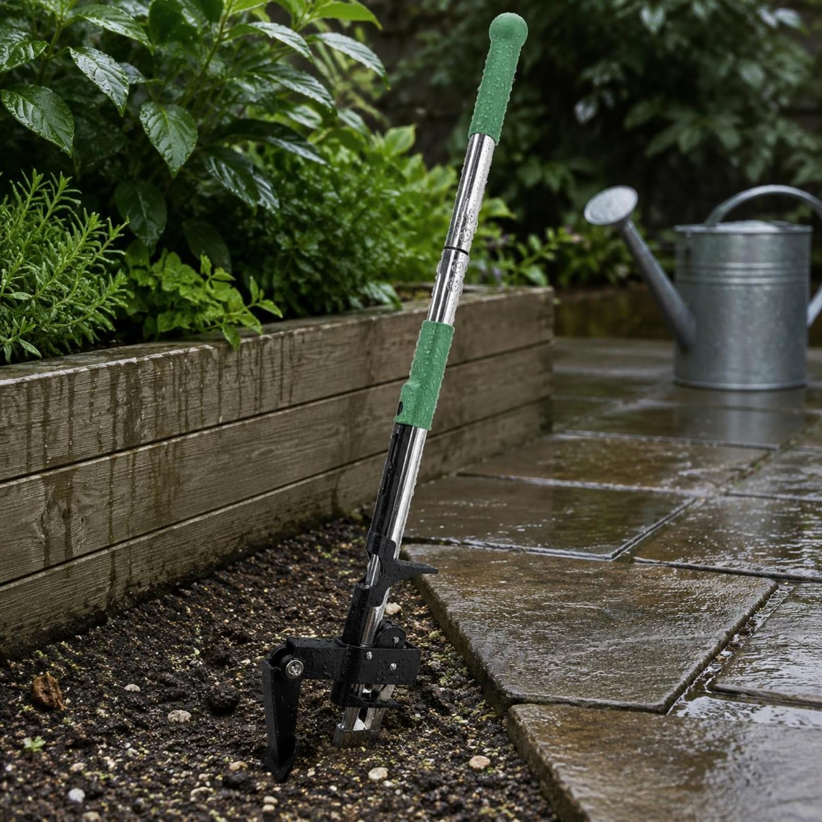 Dreiteiliger Unkrautentferner Leichtes Material Aluminium-Unkrautzieher Ergonomisch Langer Unkrautstecher für Gartenliebhaber, Garten, Rasen