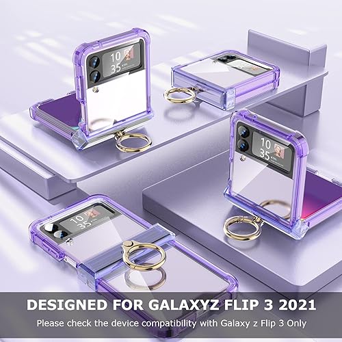 Miniatura 5 de Funda para Galaxy Z Flip 3 con protección de bisagra transparente para Samsung Flip 3 con función atril cubierta protectora para Samsung Galaxy Z