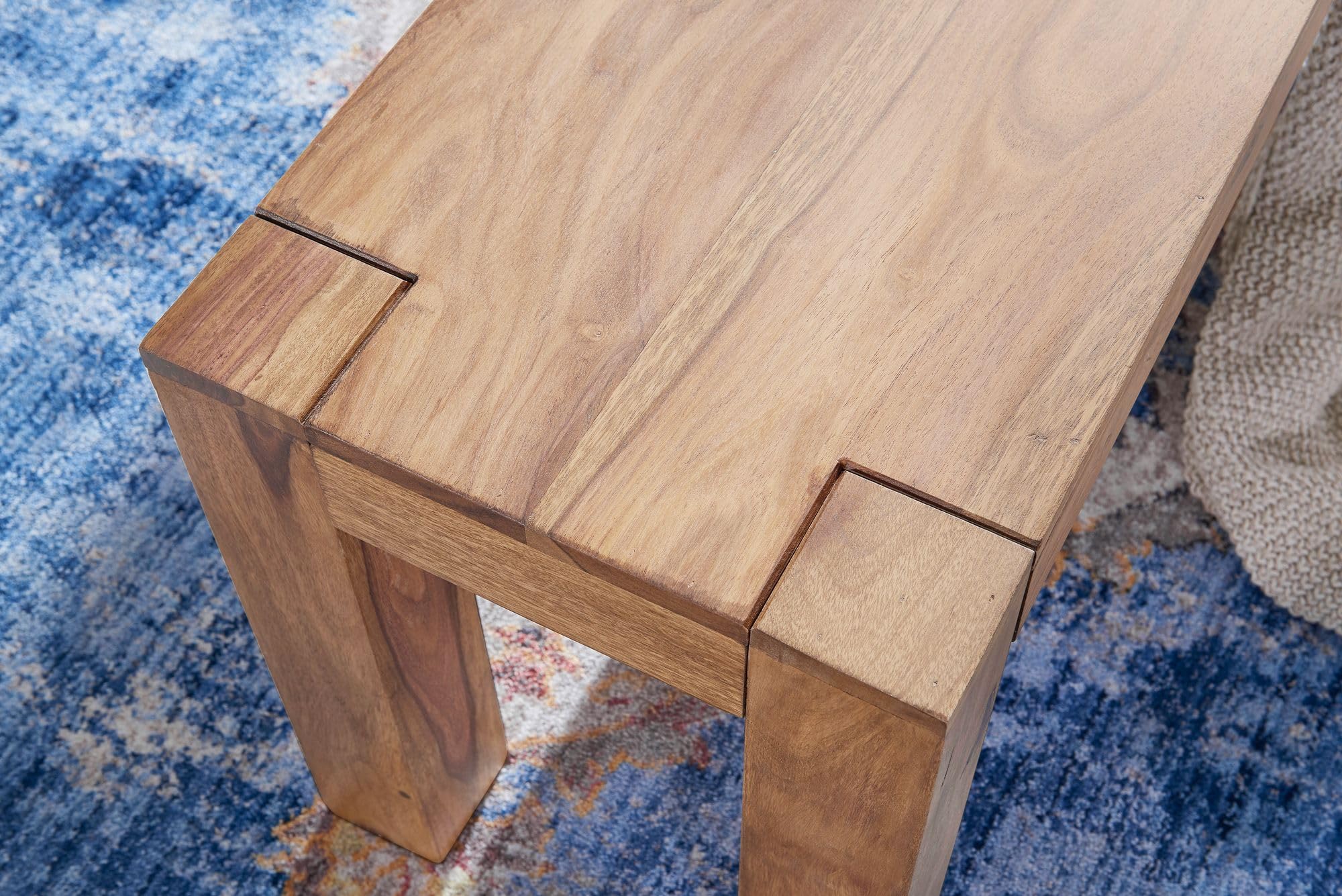 WOHNLING el Asiento del Banco de Madera Maciza de Acacia 160 x 45 x 35 cm Banco de Madera Banco de la Cocina Producto Natural de Estilo del país