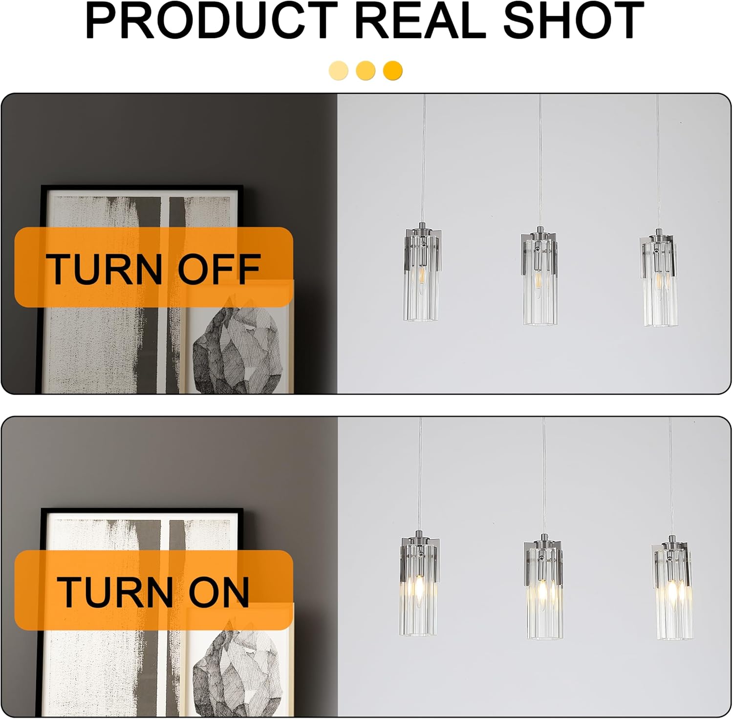 Modern 3-Light Black Linear Pendant Light, Stainless Steel & K9 Crystal Kitchen Island Lighting, Adjustable E12 Hanging Ceiling Fixture