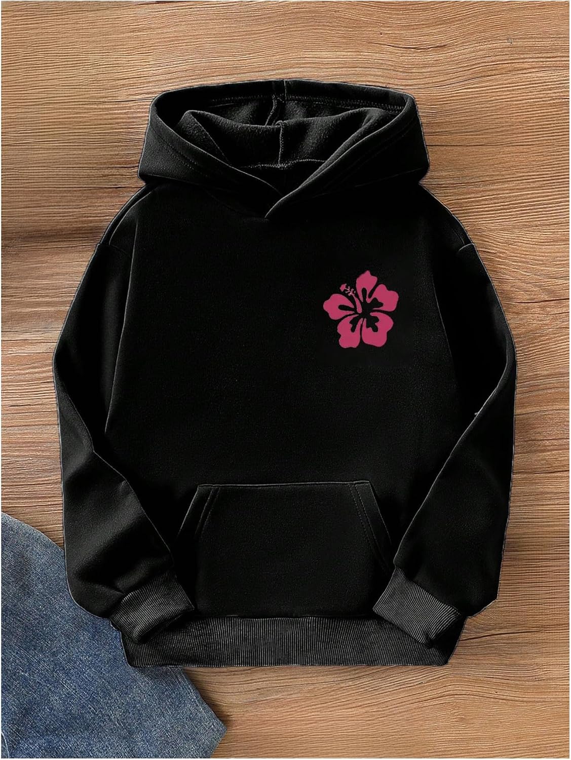 Verdusa Girl's Floral Letter Graphic Hoodie Sweatshirt Cute Pullover Tops with Pockets - Image 2