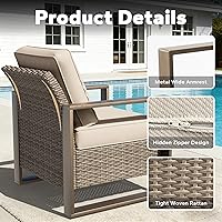 Vista 3 de Sofá de Mimbre Metálico para Patio de 75", Sofá Sillón de Ratán para Exteriores de 3 Asientos para Todo Tipo de Clima con Cojines Premium