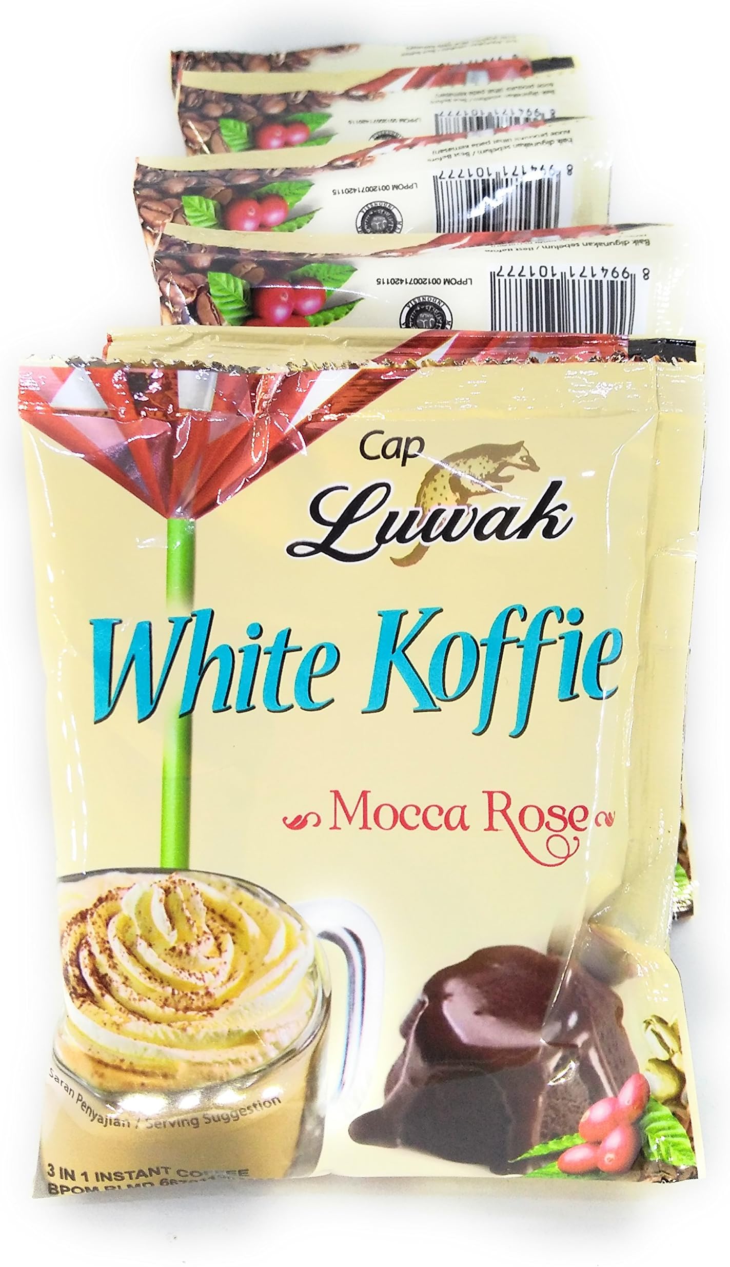 Kopi Luwak White Koffie Original (3 in 1) Instant Coffee Mocca Rose Flavor, Single Pack 20 Gram ( 30 Sachets)
