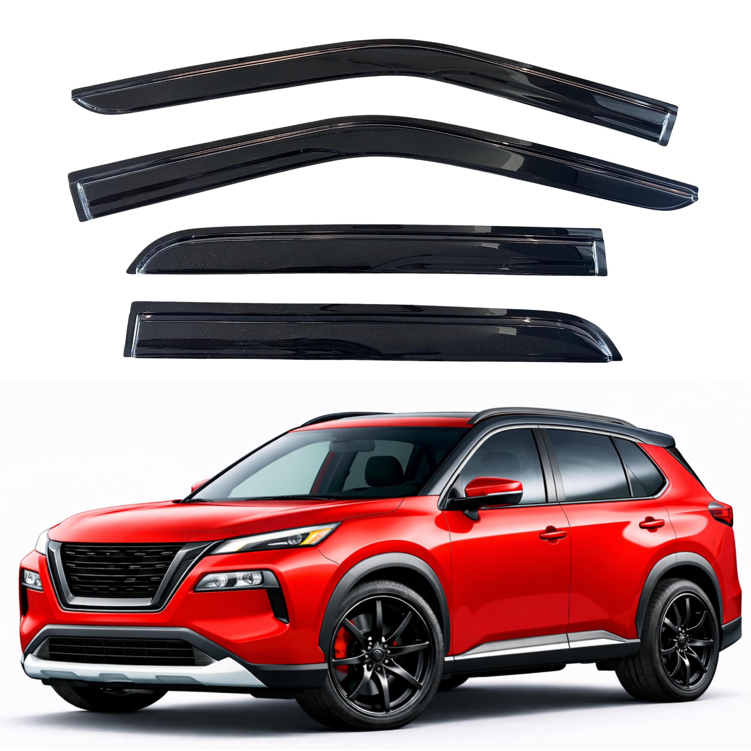 KPY Rain Guards Fit for 2021-2026 Nissan Rogue, Out-Channel Window Visors Vent Wind Deflectors 4PC, Car Accessories for 21-26 Rogue (Excludes Rogue Sport &amp; Select)