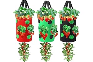 3 Pieces Upside Down Tomato Planter, 3 Gallons Grow Bags Hanging Strawberry...