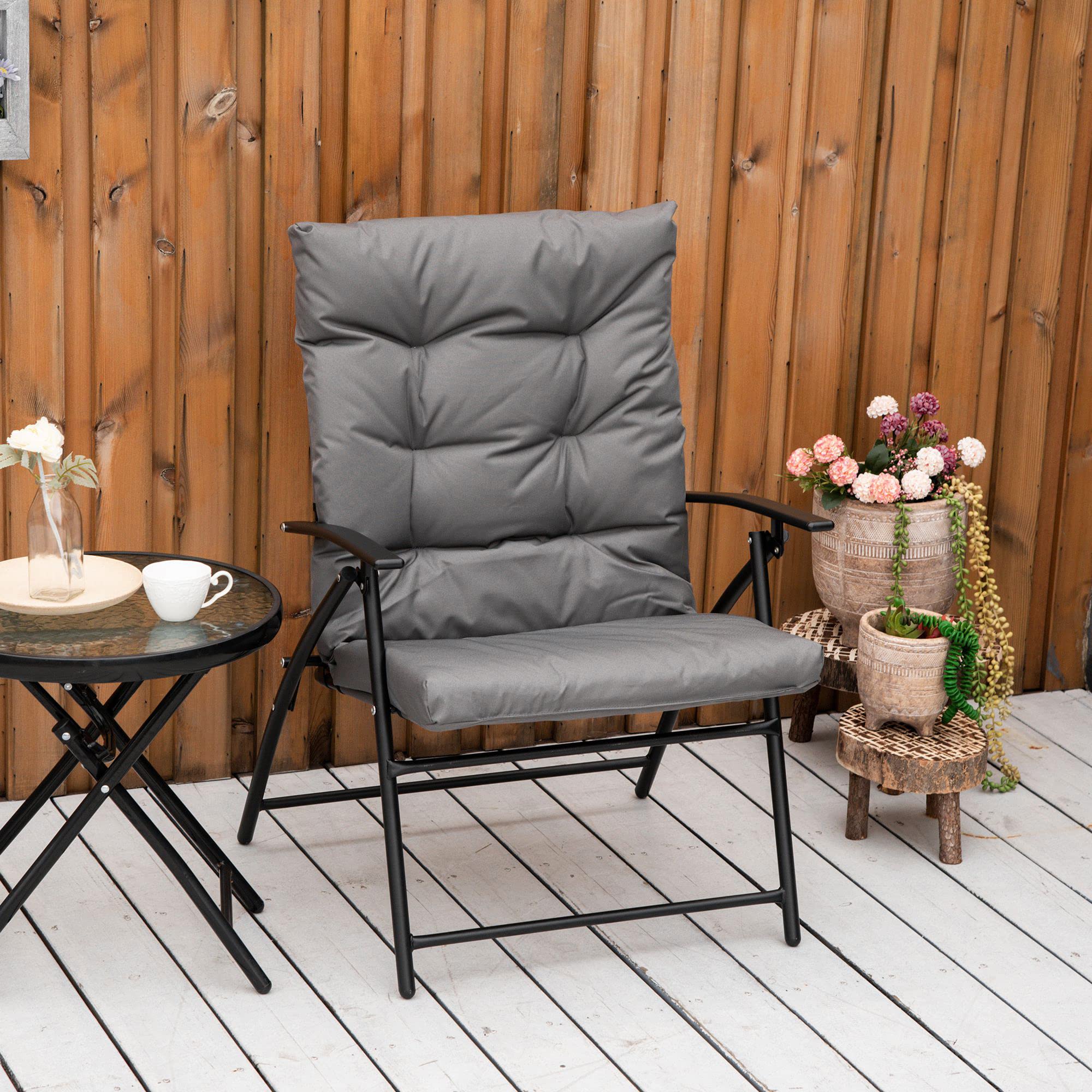 Sedia Da Campeggio Outsunny Con Schienale Regolabile Su 5 Livelli (120°-140°), Con Tasche Laterali, Portata 120 Kg, Grigio Chiaro